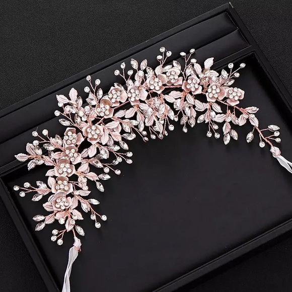 Bridal Crystal flower and Rhinestone Headband - Picture 3 of 5